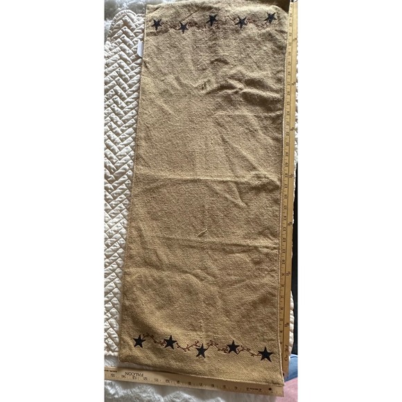 Park Designs Burlap Table Runner Black Star Vine Tan Farmhouse Decor 36" - Picture 1 of 4